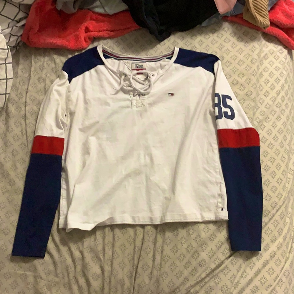 Long sleeve blue, red and white Tommy Hilfiger